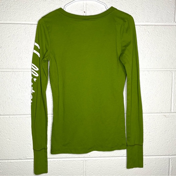 < Y2K Hollister Green V-Neck Long Sleeve Tee > - Picture 4 of 4